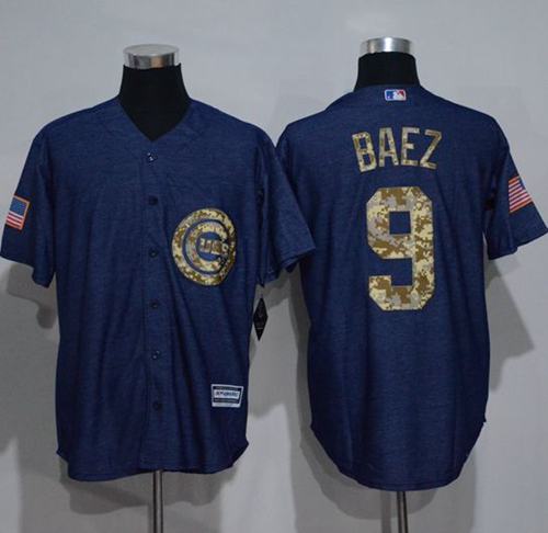 Cubs #9 Javier Baez Denim Blue Salute to Service Stitched MLB Jersey